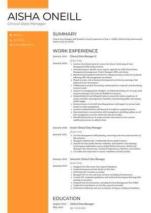 Clinical Data Manager Resume Sample and Template