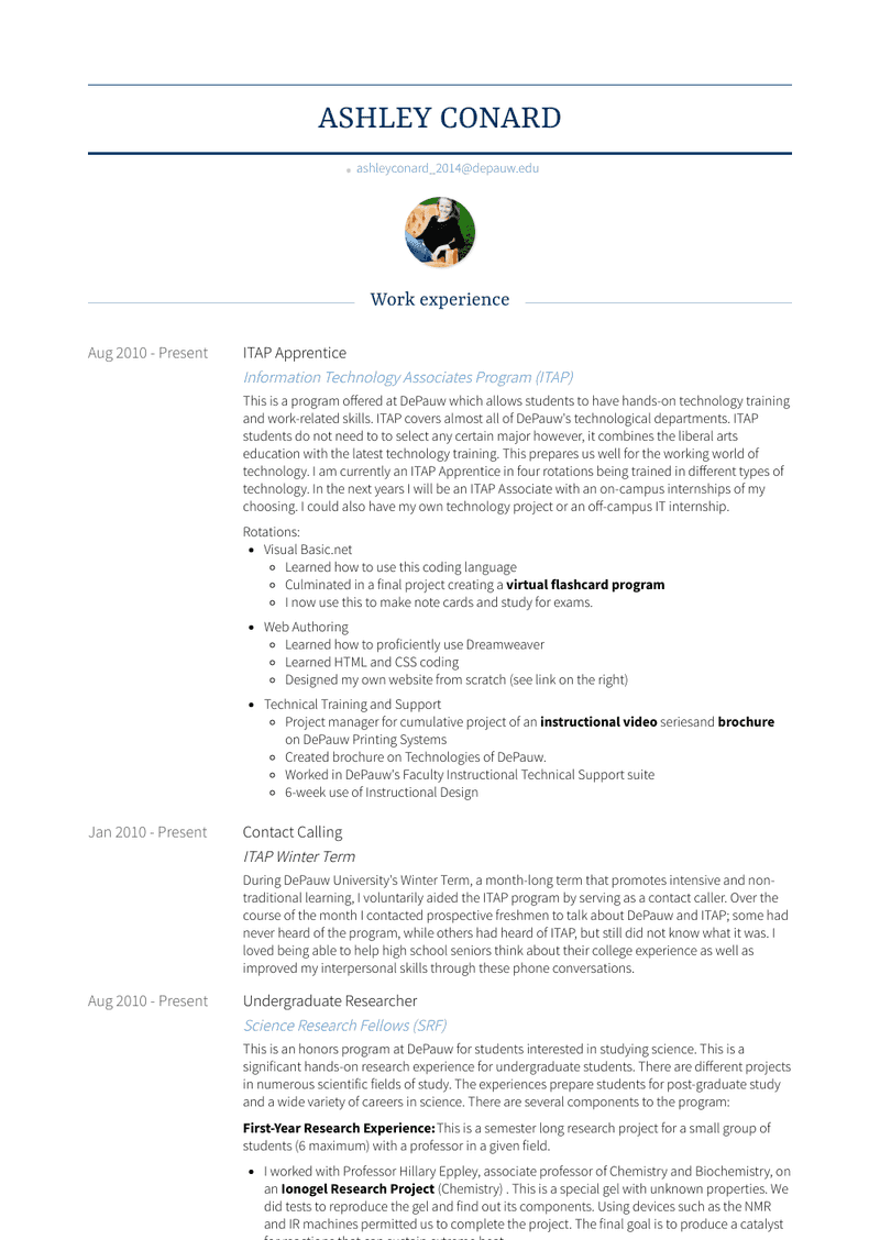 Itap Apprentice Resume Sample and Template