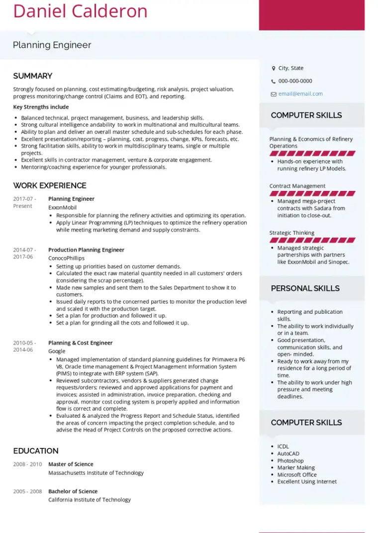 resume format for german university application