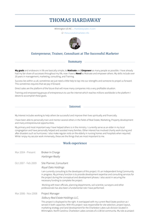 Broker In Charge Resume Sample and Template