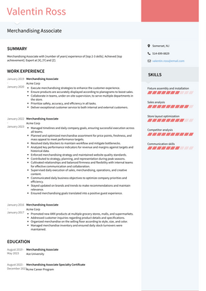 Merchandising Associate Resume Sample and Template