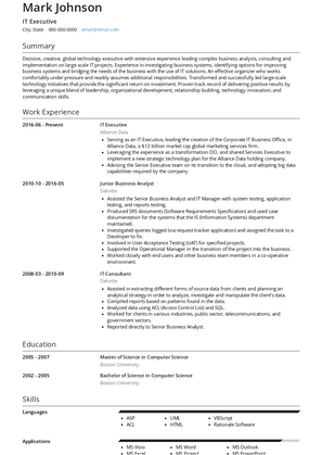 IT Executive Resume Sample and Template
